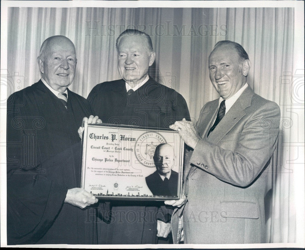 1977 Chicago, IL Police Supt James Rochford, Judge Charles Horan Press Photo - Historic Images