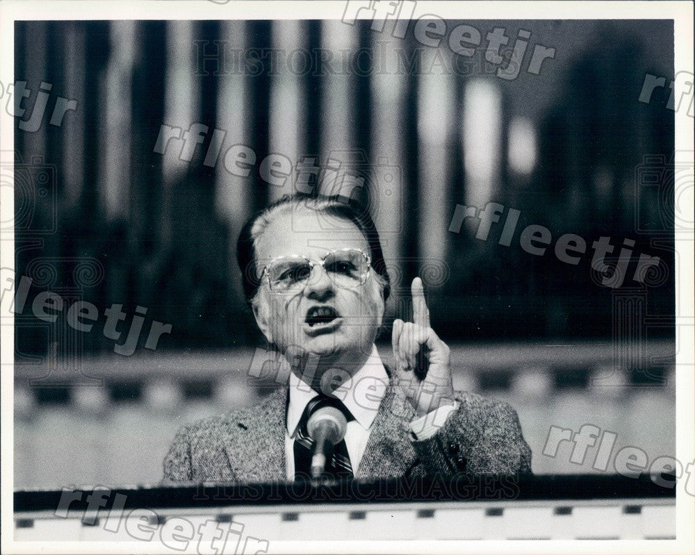 1985 American Christian Evangelist Dr. Billy Graham Press Photo ads137 - Historic Images