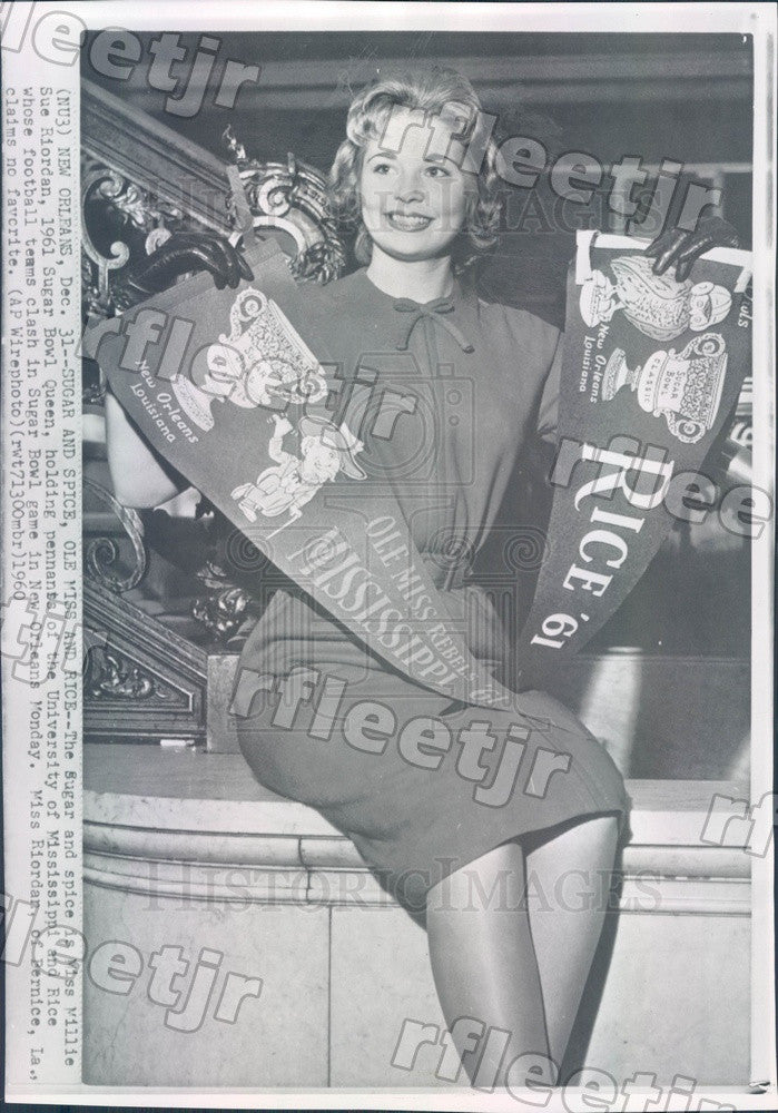 1960 Sugar Bowl Queen 1961 Millie Sue Riordan Press Photo ads161 - Historic Images