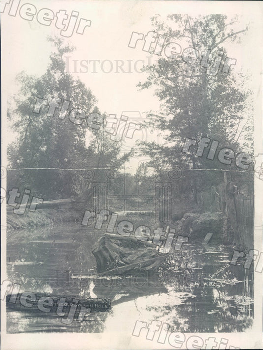 1912 The Old Swimmin' Hole Sketch of Greenfield, IN Brandywin Press Photo ads211 - Historic Images