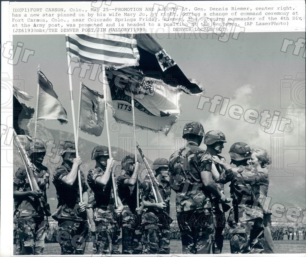 1990 Ft Carson, CO 4th Div Commander Lt Gen Dennis Riemer Press Photo ads281 - Historic Images