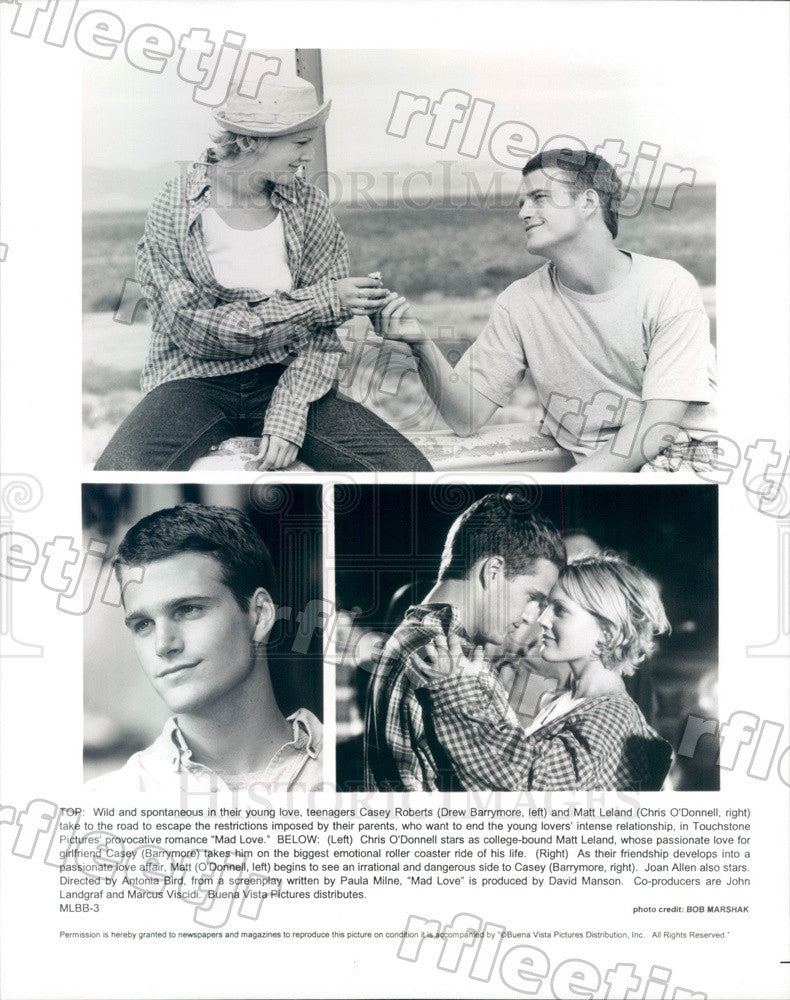 Undated Actors Drew Barrymore &amp; Chris O&#39;Donnell in Mad Love Press Photo adt129 - Historic Images