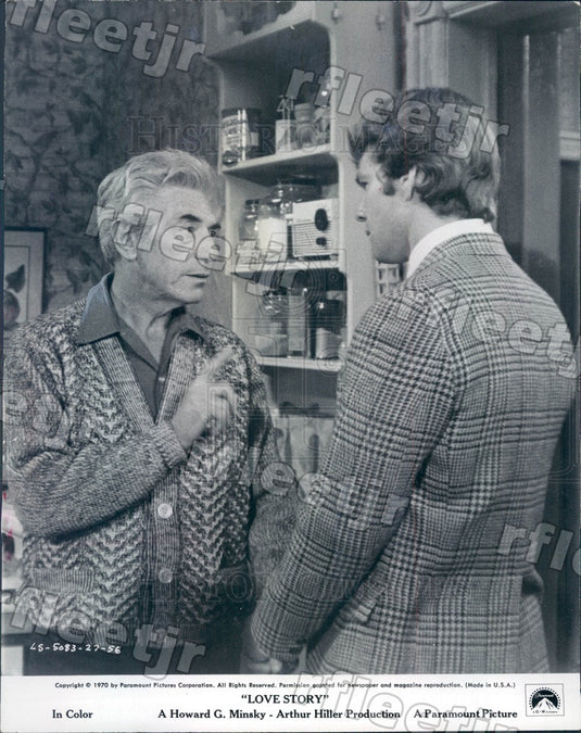 1970 Actors Ryan O'Neal & John Marley in Film Love Story Press Photo adt145 - Historic Images
