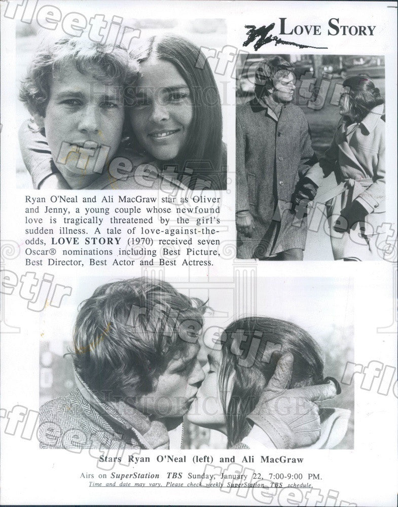 1991 Actors Ryan O&#39;Neal &amp; Ali MacGraw in Film Love Story Press Photo adt147 - Historic Images