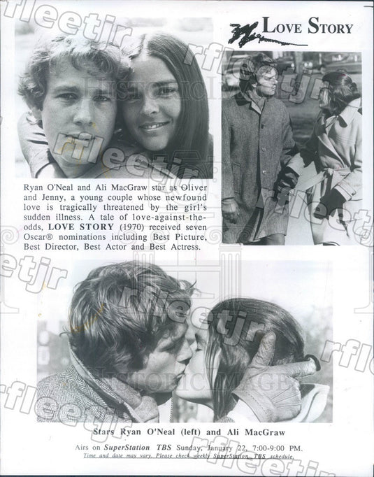 1991 Actors Ryan O'Neal & Ali MacGraw in Film Love Story Press Photo adt147 - Historic Images