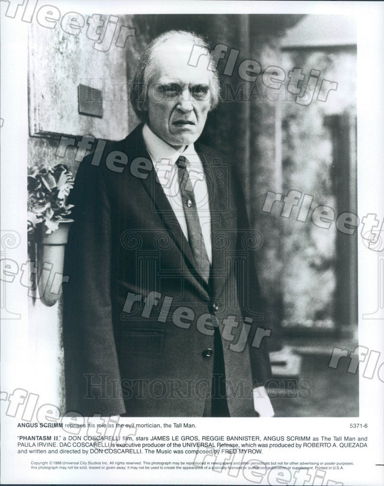 1988 American Actor Angus Scrimm in Film Phantasm II Press Photo adt17 ...