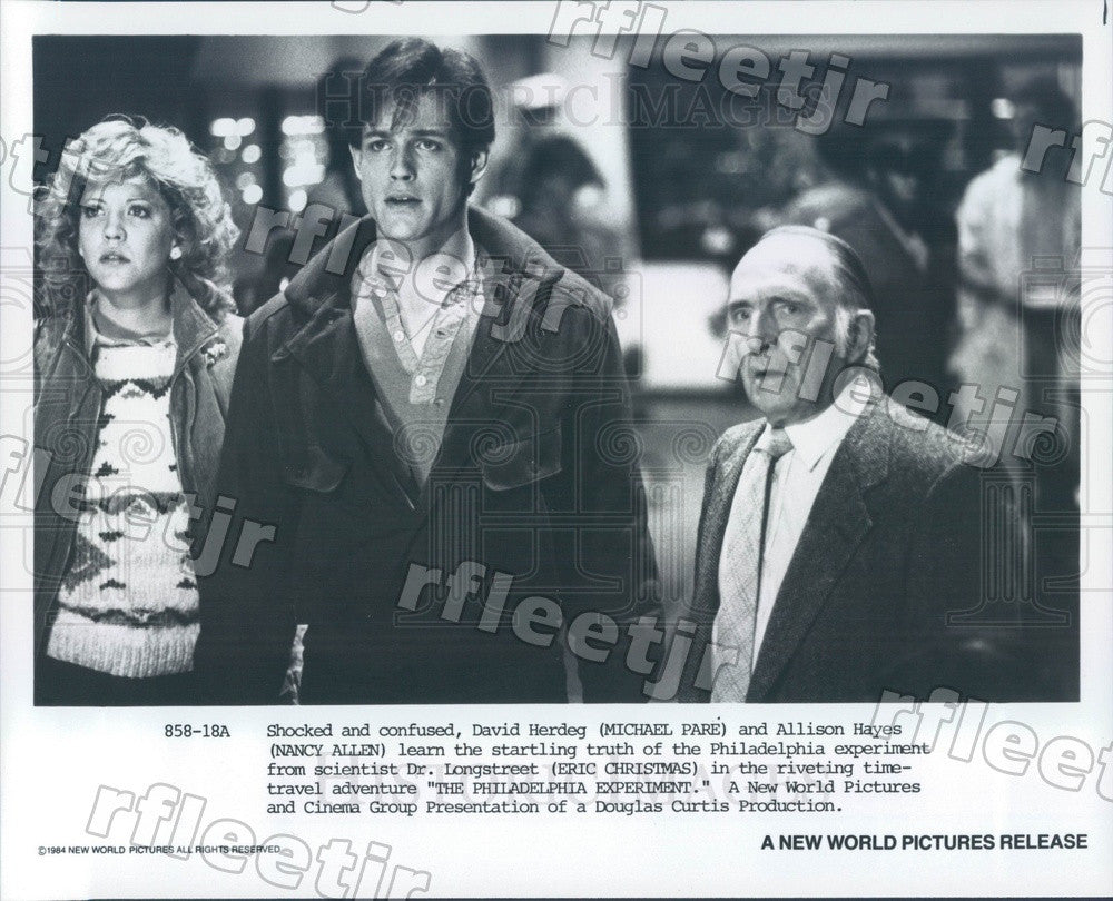 1984 Actors Eric Christmas, Michael Pare, Nancy Allen Press Photo adt17 - Historic Images