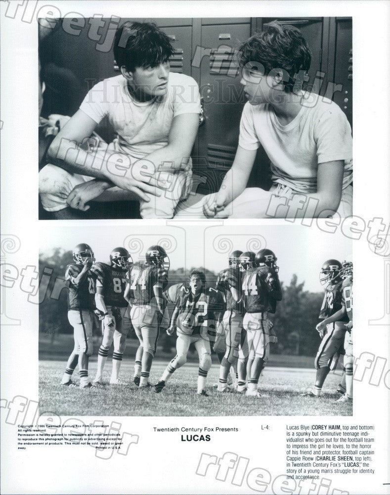 1986 Actors Corey Haim &amp; Charlie Sheen in Film Lucas Press Photo adt191 - Historic Images