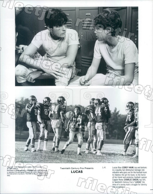 1986 Actors Corey Haim & Charlie Sheen in Film Lucas Press Photo adt191 - Historic Images