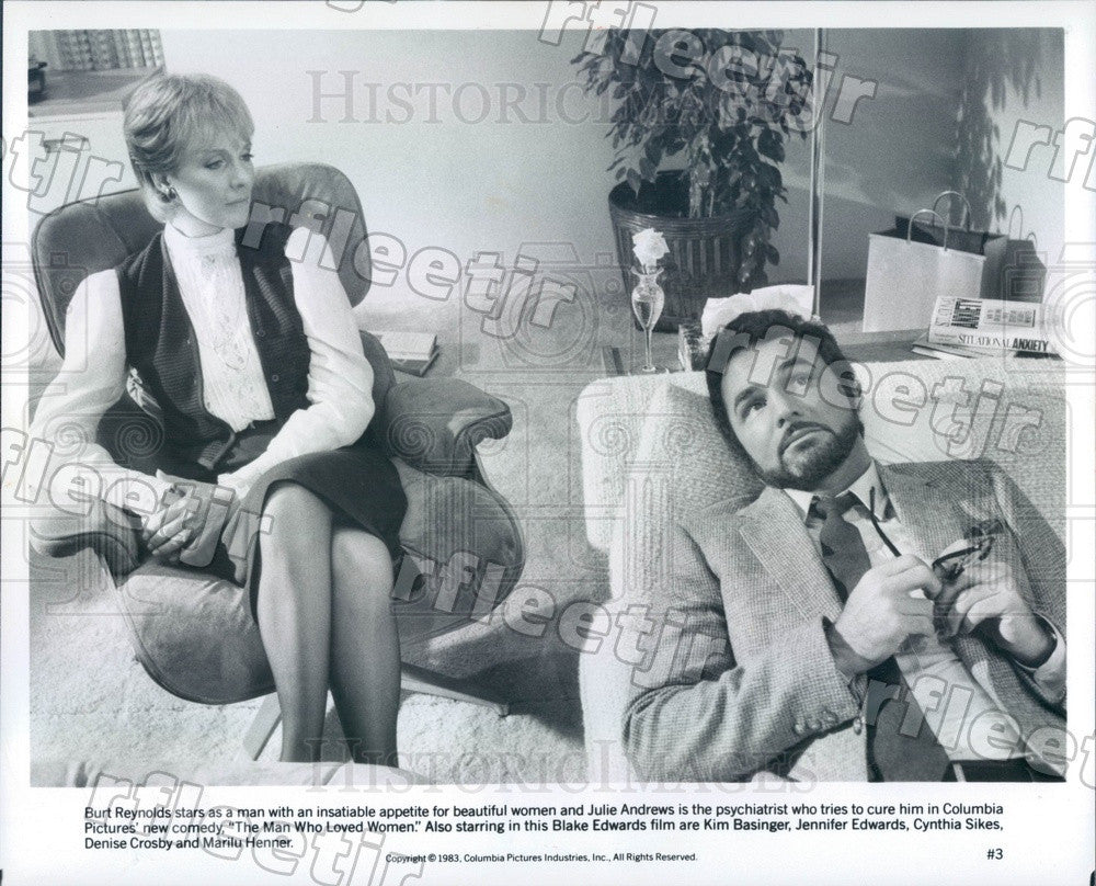 1983 Award Winning Actors Burt Reynolds &amp; Julie Andrews Press Photo adt269 - Historic Images