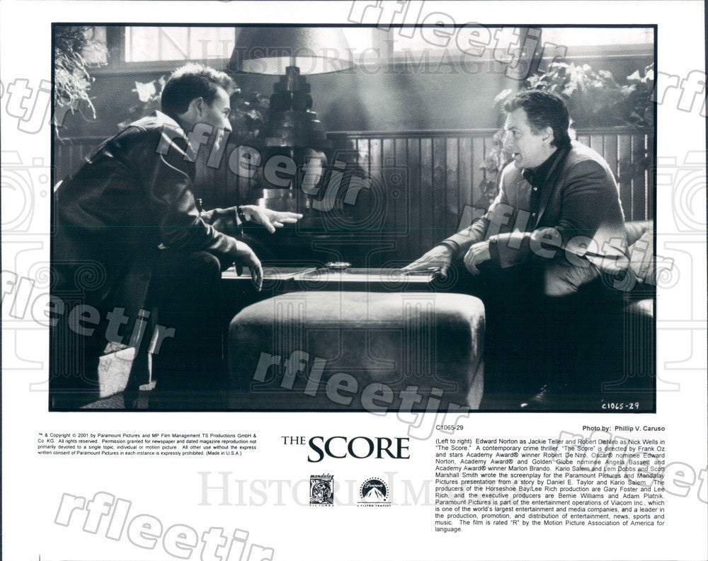 2001 Actors Robert De Niro &amp; Edward Norton in Film The Score Press Photo adt305 - Historic Images