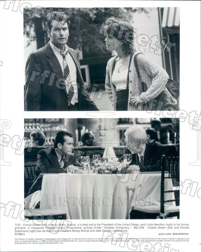 1996 Actors Charlie Sheen, Linda Hamilton, Donald Sutherland Press Photo adt399 - Historic Images