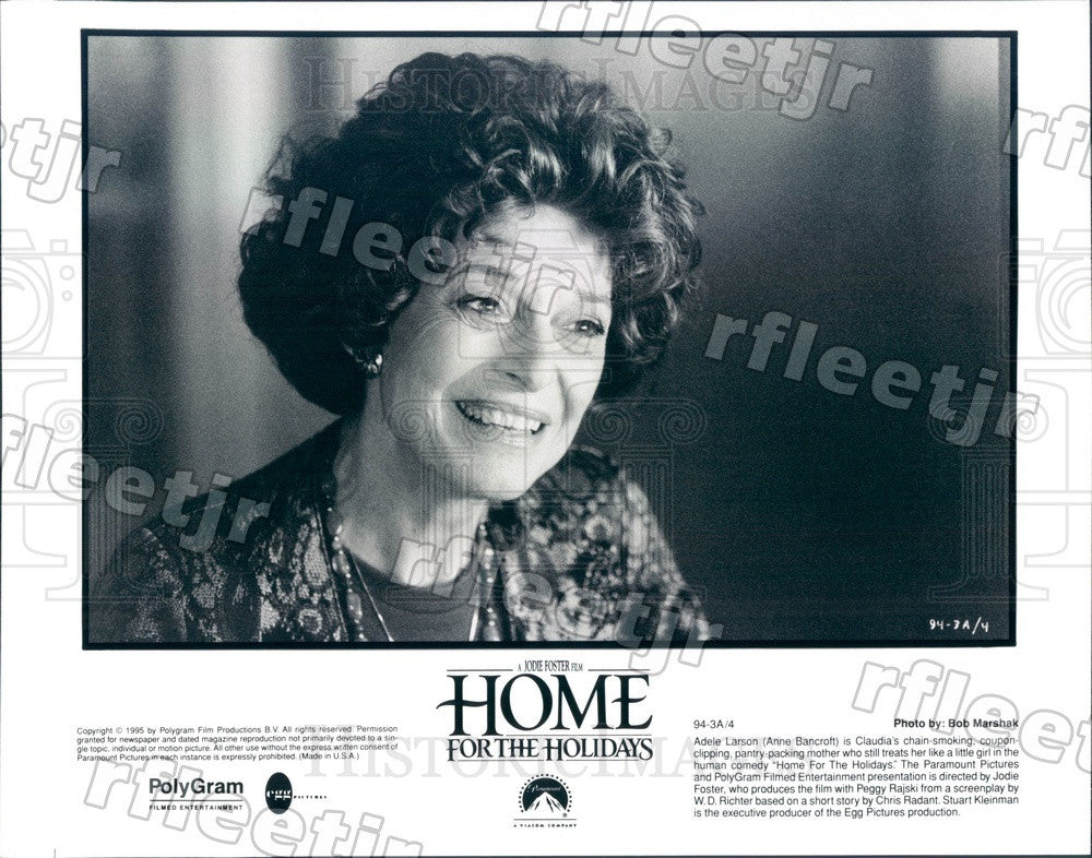 1995 Oscar, Emmy, Tony Winning Actress Anne Bancroft in Film Press Photo adt499 - Historic Images