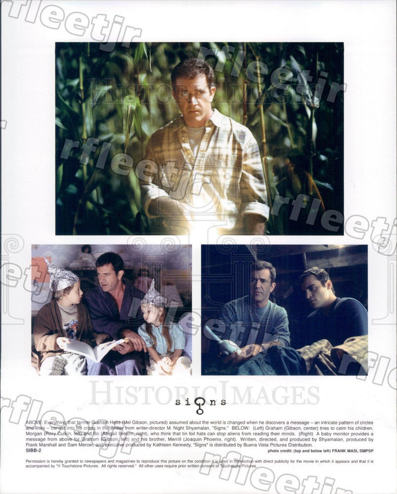 2002 Actors Mel Gibson, Joaquin Phoenix, Abigail Breslin Press Photo adt523 - Historic Images