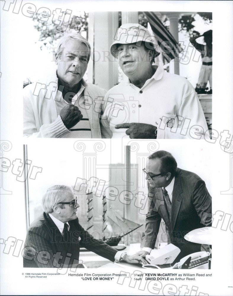 1988 Actors Kevin McCarthy, David Doyle in Film Love Or Money Press Photo adu247 - Historic Images