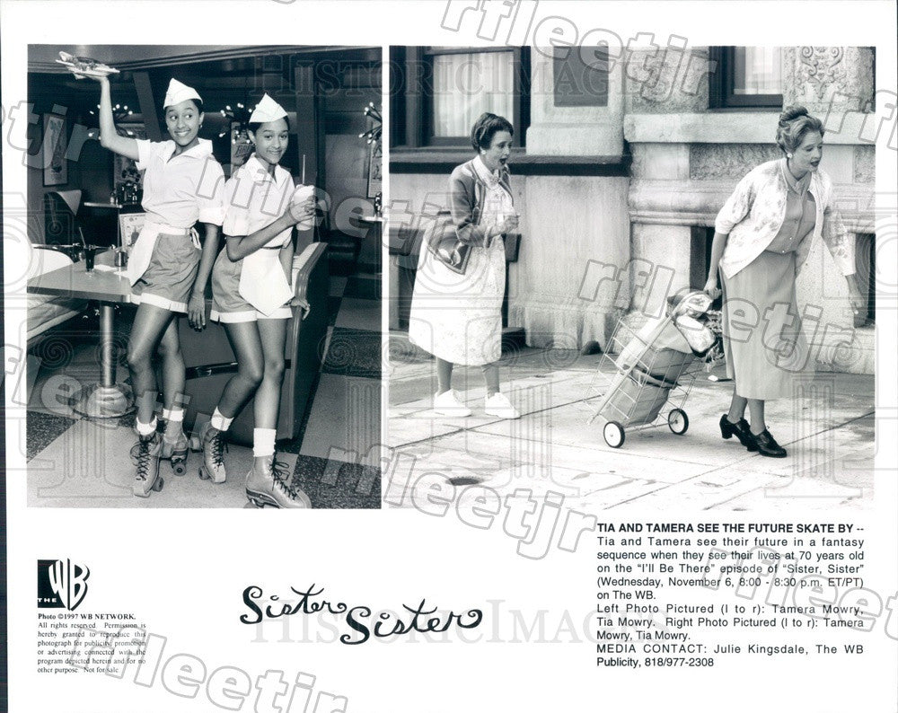 1997 Actresses Tia &amp; Tamera Mowry on TV Show Sister, Sister Press Photo adu359 - Historic Images