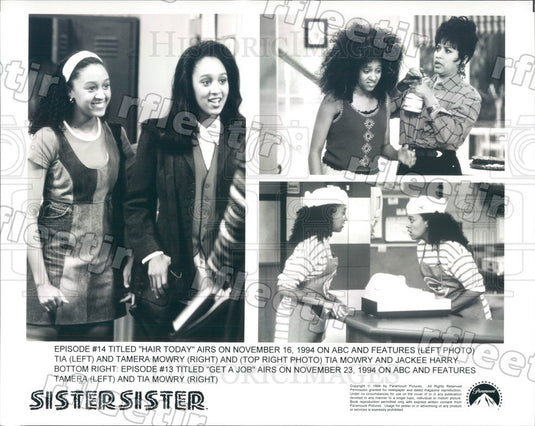 1994 Actresses Tia & Tamera Mowry, Jackee Harry on TV Press Photo adu365 - Historic Images