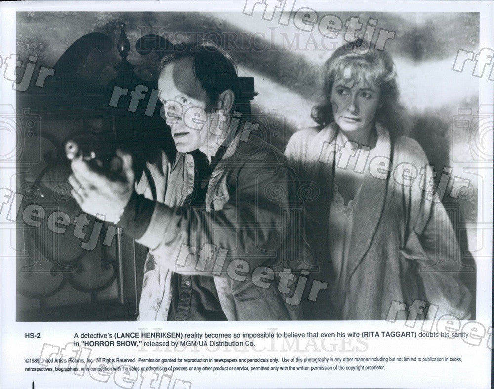 1989 Actors Lance Henriksen &amp; Rita Taggart in Film Horror Show Press Photo adu3 - Historic Images