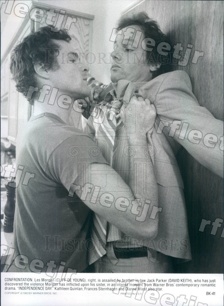 1983 Actors Cliff DeYoung &amp; David Keith in Independence Day Press Photo adu453 - Historic Images