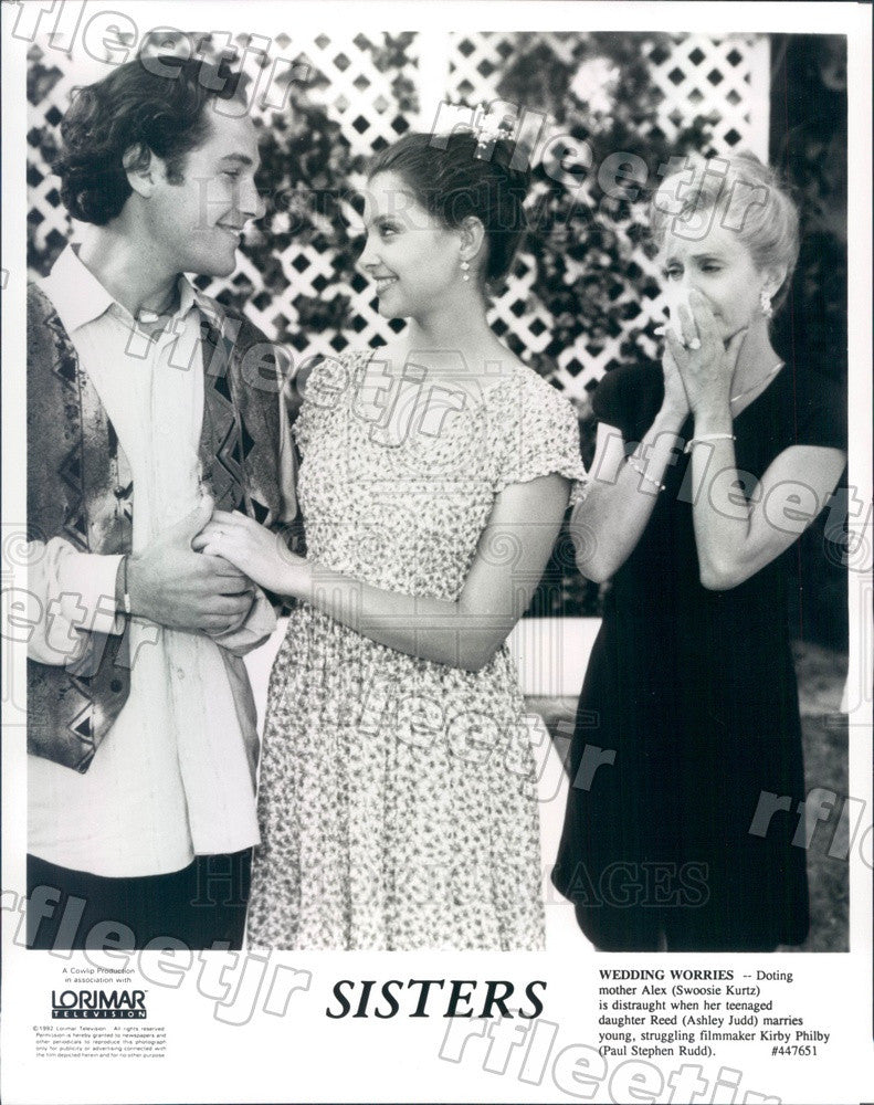 1992 Actors Swoosie Kurtz, Ashley Judd, Paul Stephen Rudd Press Photo adu517 - Historic Images