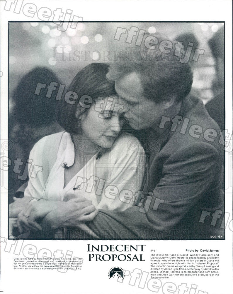 1993 Actors Woody Harrelson &amp; Demi Moore in Indecent Proposal Press Photo adu533 - Historic Images
