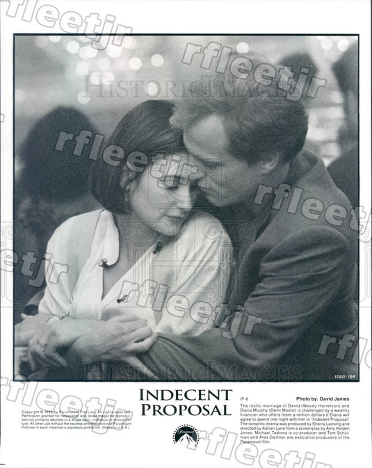 1993 Actors Woody Harrelson & Demi Moore in Indecent Proposal Press Photo adu533 - Historic Images