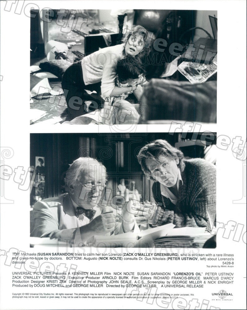 1992 Actors Susan Sarandon, Nick Nolte, Peter Ustinov Press Photo adu97 - Historic Images