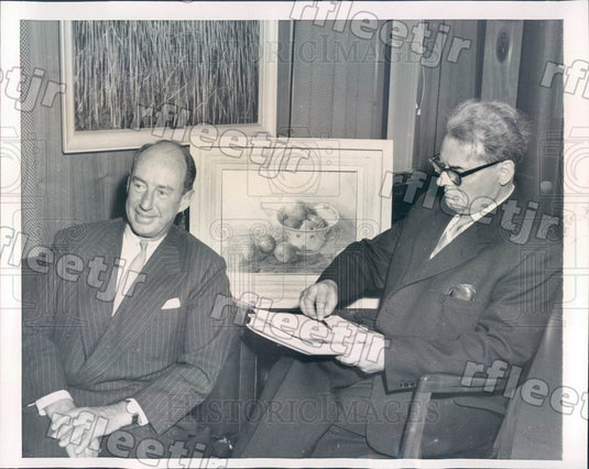1958 Dutch Artist Henk Bos & IL Gov Adlai Stevenson Press Photo adv341 - Historic Images
