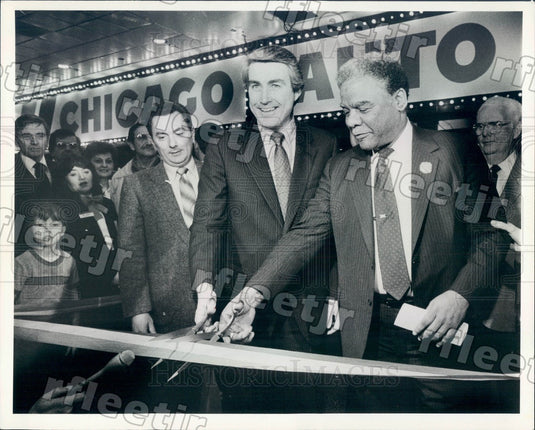 1984 IL Sec of State Jim Edgar & Chicago Mayor Washington Press Photo adv383 - Historic Images