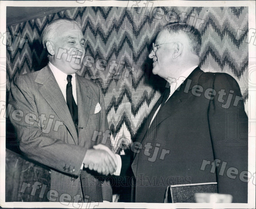 1946 Chicago Sun Publisher Marshall Field &amp; Harold Ickes Press Photo adv567 - Historic Images