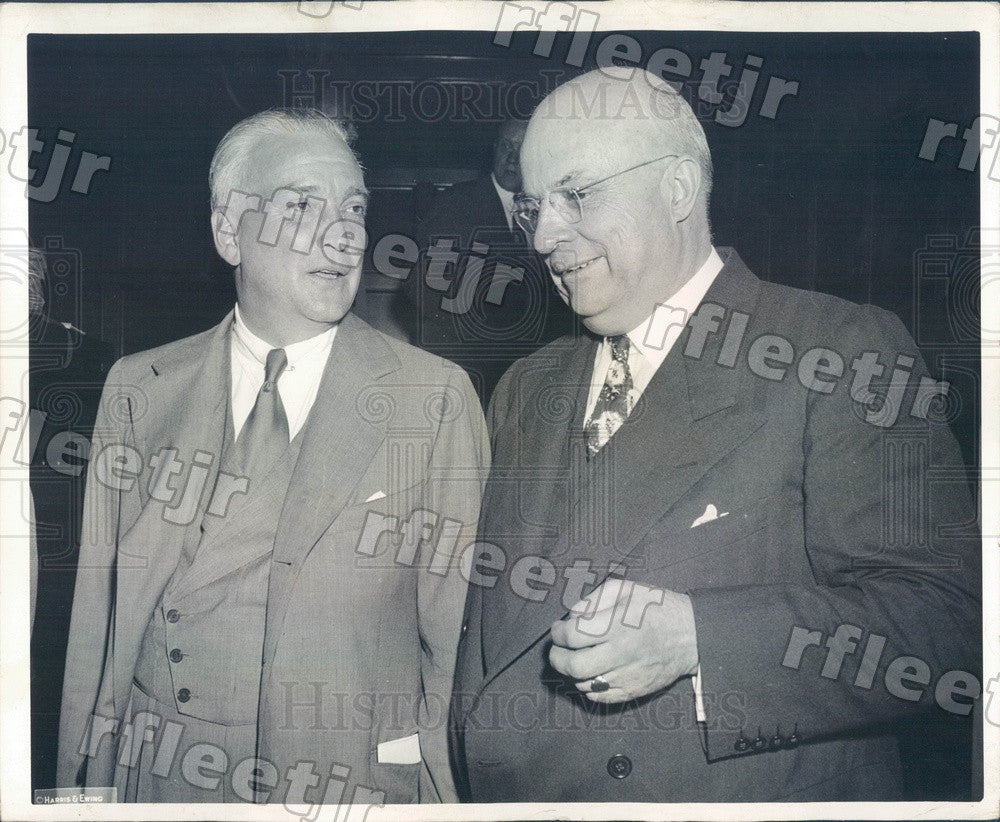 1942 Shipbuilding Exec Henry Kaiser &amp; Marshall Field, Chicago Press Photo adv571 - Historic Images