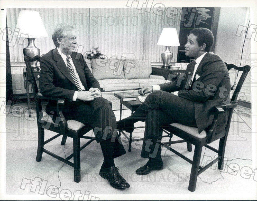 1986 NBC Today Show Host Bryant Gumbel &amp; Pres Jimmy Carter Press Photo adw1053 - Historic Images