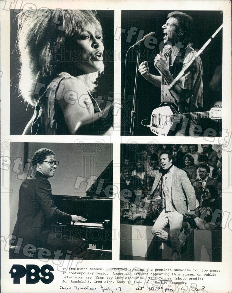1984 Musicians Tina Turner, Greg Kihn, Andy Kaufman Press Photo adw387 - Historic Images