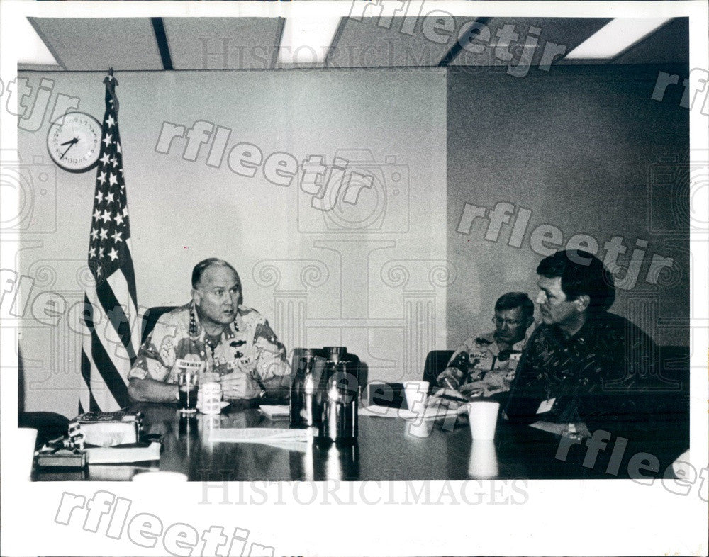 1990 US Army General Norman Schwarzkopf, US Central Command Press Photo adw497 - Historic Images