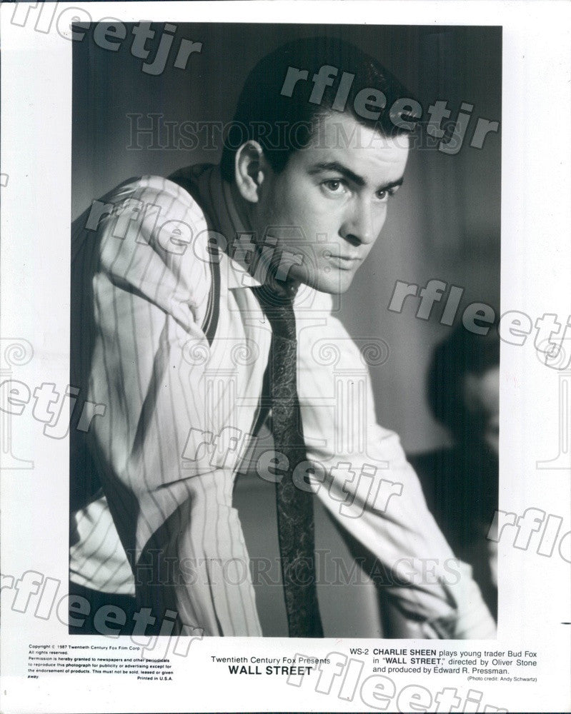 1987 Actor Charlie Sheen in Film Wall Street Press Photo adw599 - Historic Images
