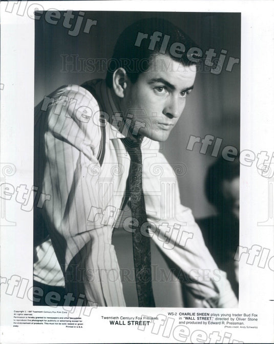 1987 Actor Charlie Sheen in Film Wall Street Press Photo adw599 - Historic Images