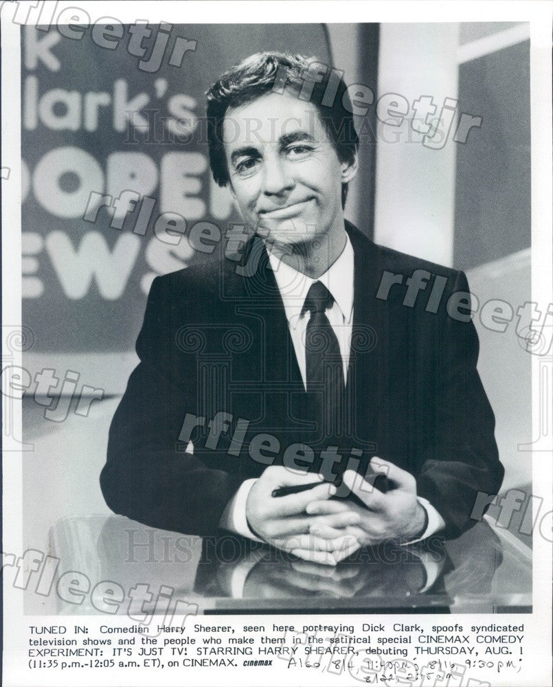 1985 Comedian Harry Shearer as Dick Clark on Cinemax Comedy Press Photo adw643 - Historic Images