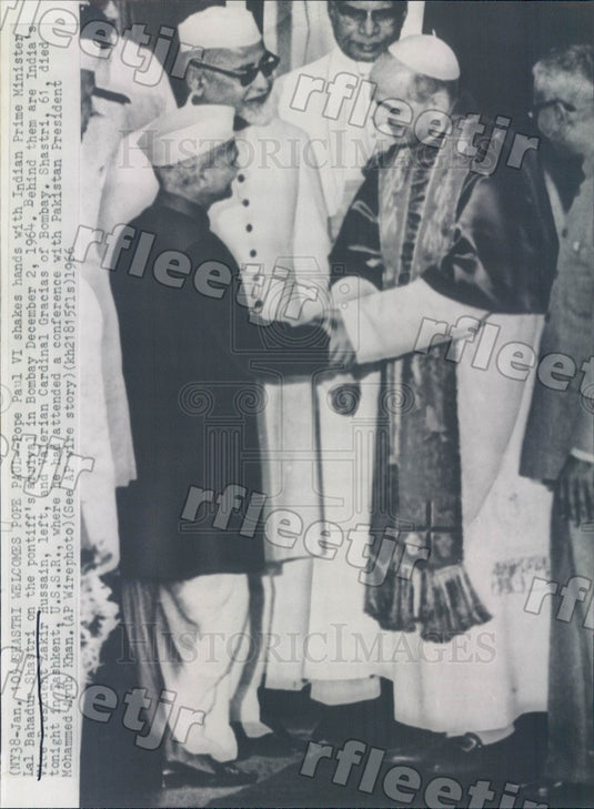 1966 Pope Paul VI, India Prime Minister Lal Bahadur Shastri Press Photo adw697 - Historic Images
