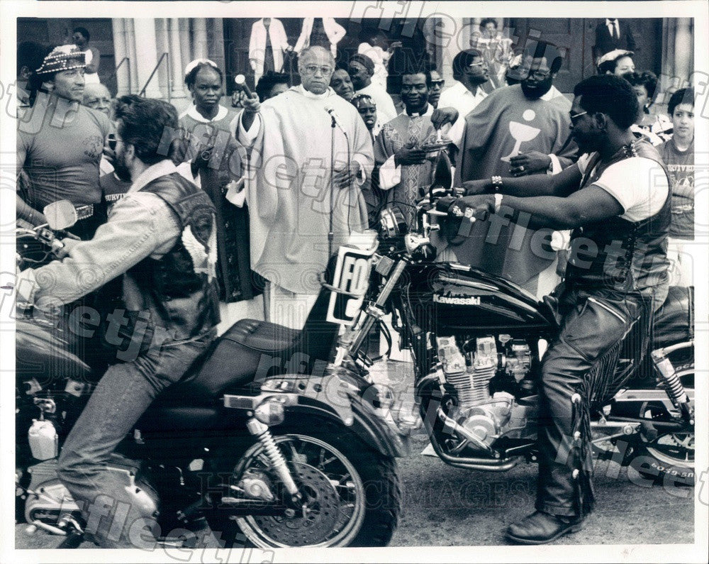 1986 Chicago, Illinois Rev George Clements & Motorcyclists Press Photo adw823 - Historic Images