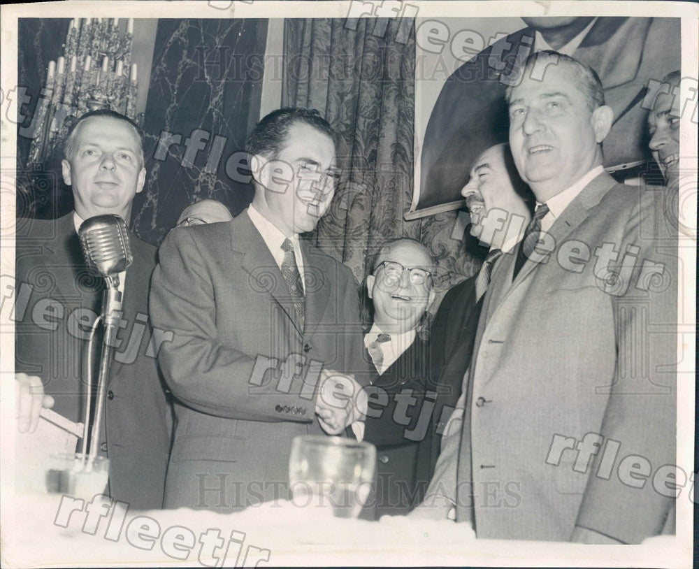 1956 US VP Nixon, Chicago Rabbi Louis Mann, IL Gov Stratton Press Photo adw905 - Historic Images