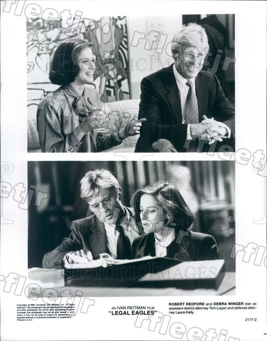 1986 Actors Robert Redford & Debra Winger in Legal Eagles Press Photo adx1159 - Historic Images