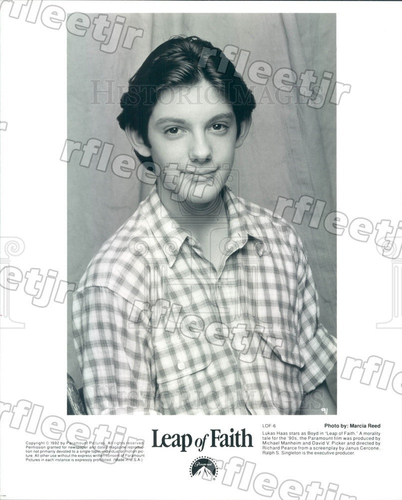 1992 American Actor Lukas Haas in Film Leap of Faith Press Photo adx1181 - Historic Images