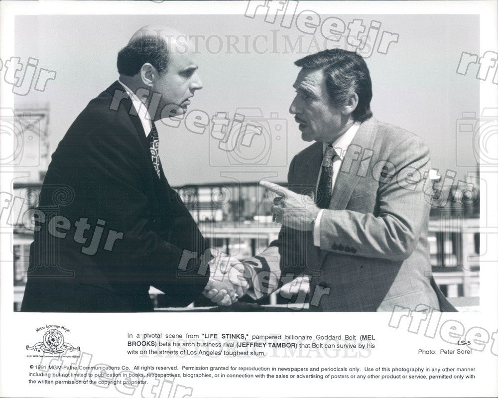 1991 Actors Mel Brooks &amp; Jeffrey Tambor in Film Life Stinks Press Photo adx197 - Historic Images