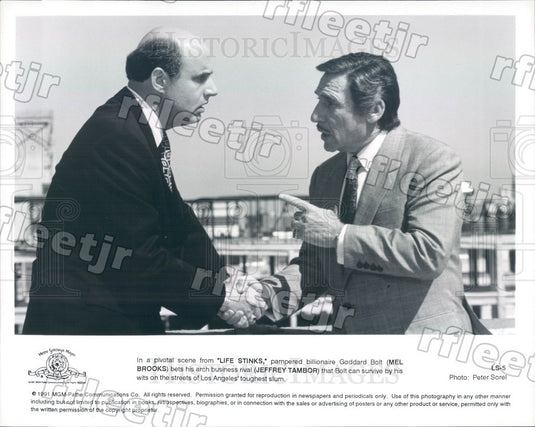 1991 Actors Mel Brooks & Jeffrey Tambor in Film Life Stinks Press Photo adx197 - Historic Images