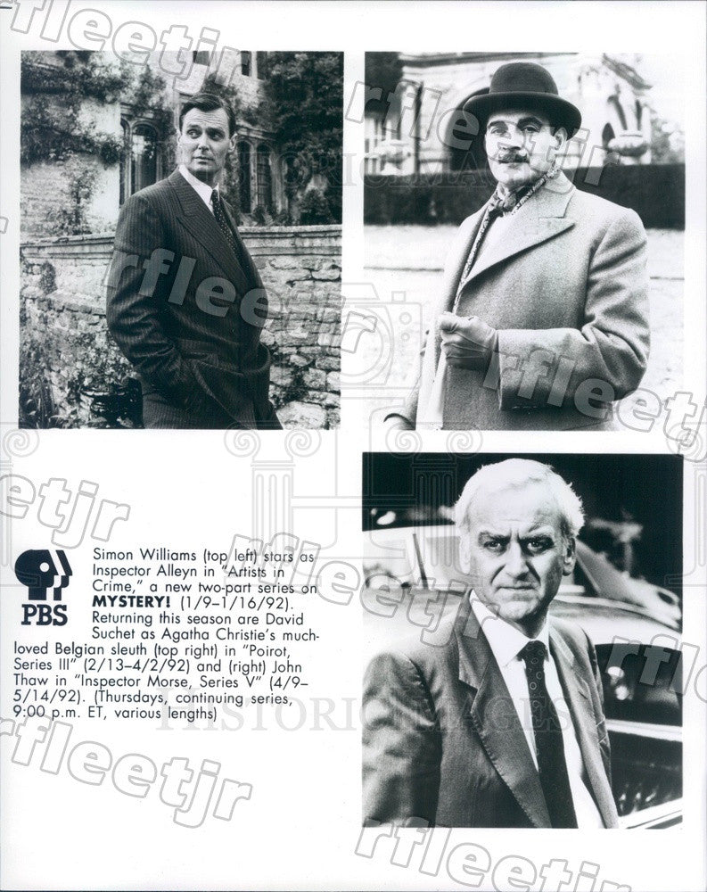 1992 Actors Simon Williams, David Suchet, John Thaw on PBS Press Photo adx215 - Historic Images