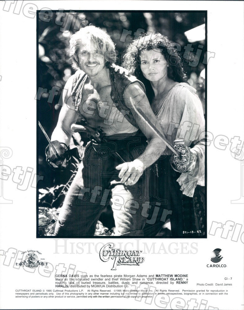 1995 Actors Matthew Modine &amp; Oscar Winner Geena Davis in Film Press Photo adx239 - Historic Images