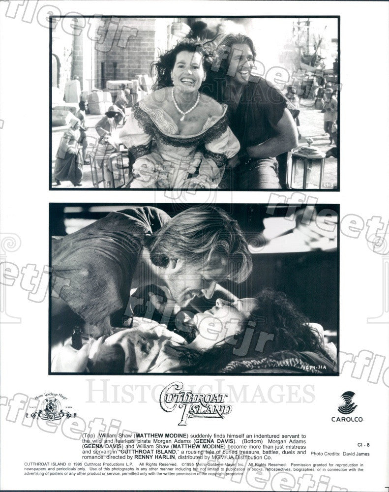 1995 Actors Matthew Modine &amp; Oscar Winner Geena Davis in Film Press Photo adx243 - Historic Images