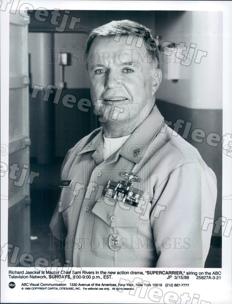 1988 American Actor Richard Jaeckel on TV Show Supercarrier Press Photo adx599 - Historic Images