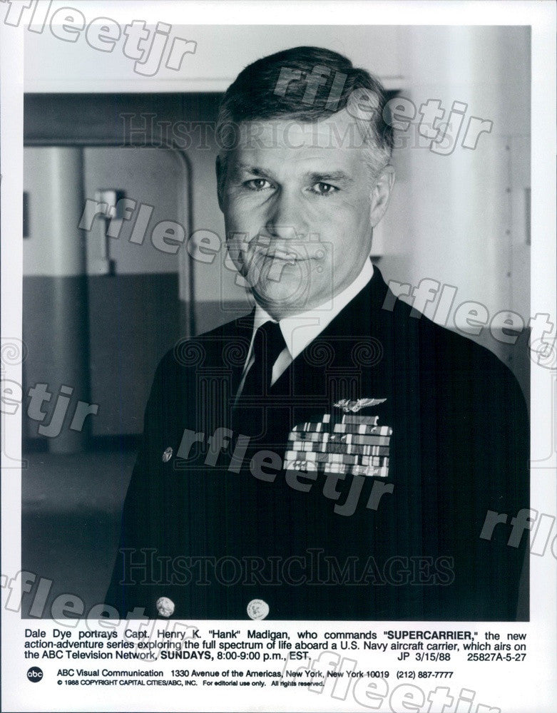 1988 American Actor Dale Dye on TV Show Supercarrier Press Photo adx60 ...