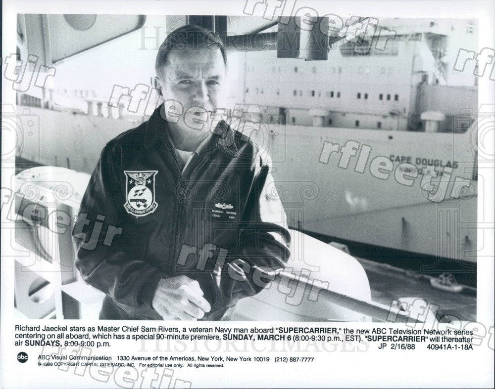 1988 American Actor Richard Jaeckel on TV Show Supercarrier Press Photo adx603 - Historic Images